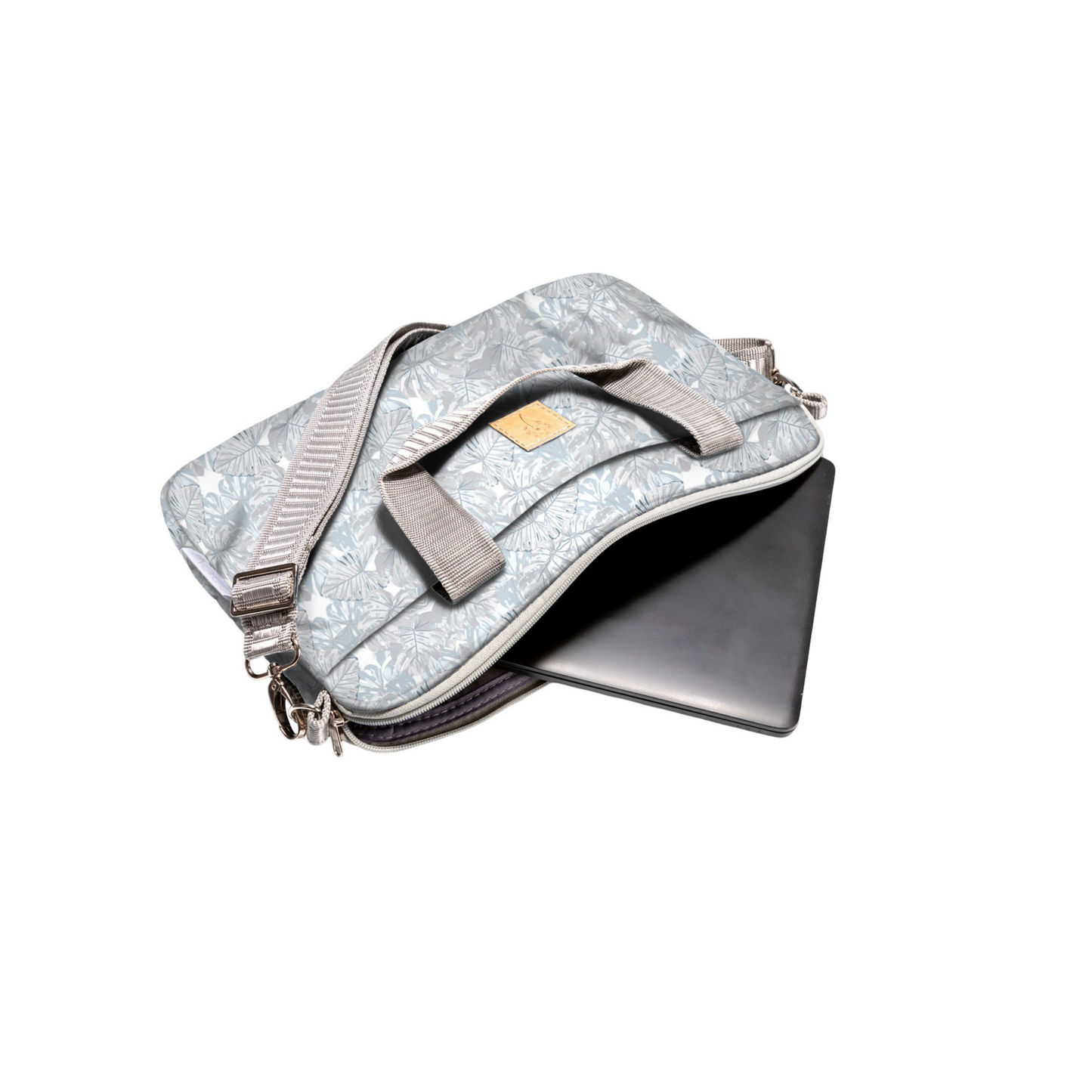 Laptop Bag - Grey Leaves